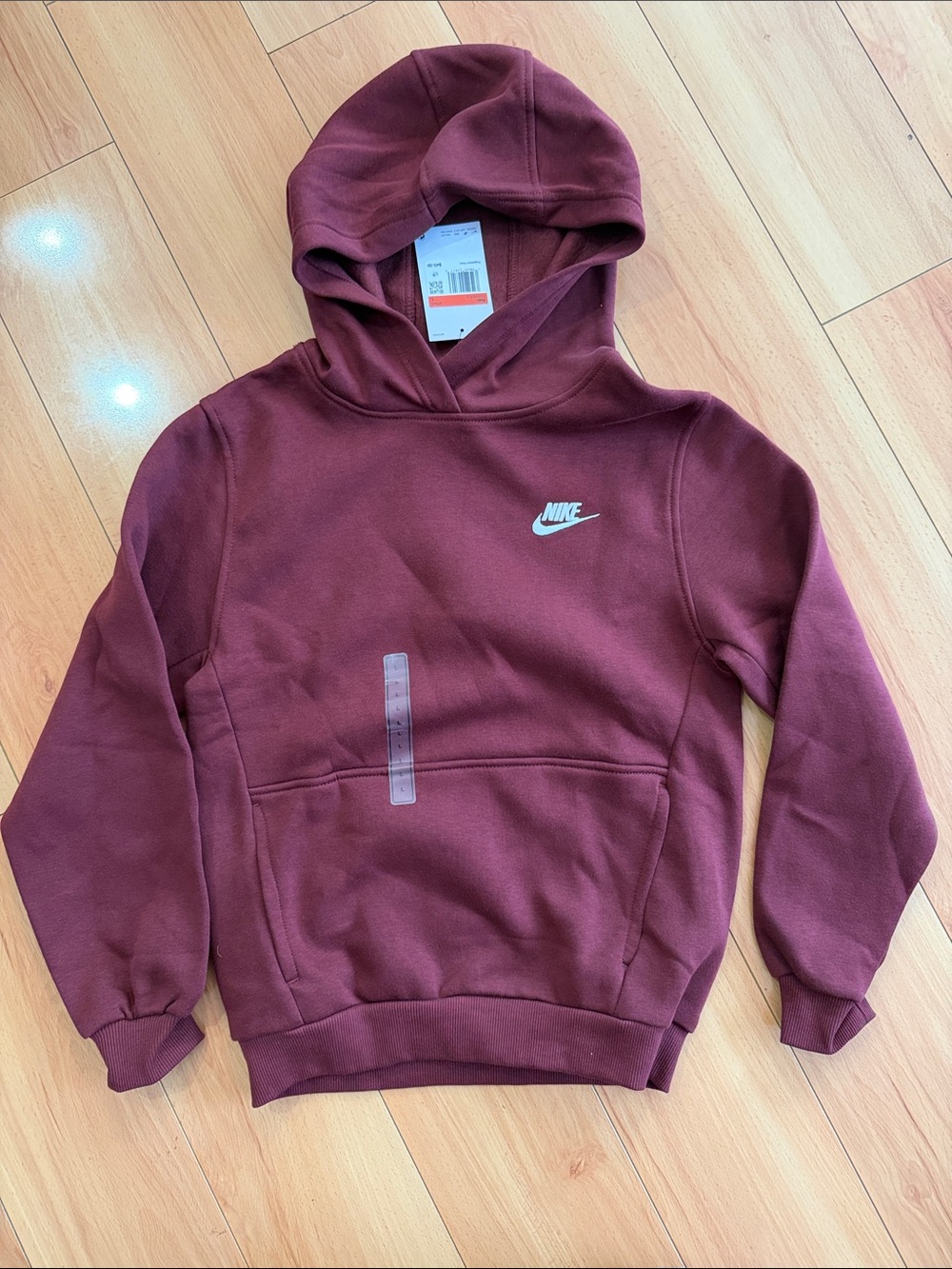 Nike Burgundy Hoodie with White Swoosh